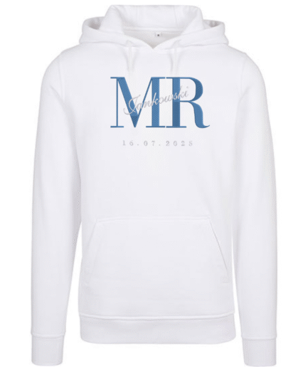 Komplet Bluz z kapturem MR MRS + nazwisko i data